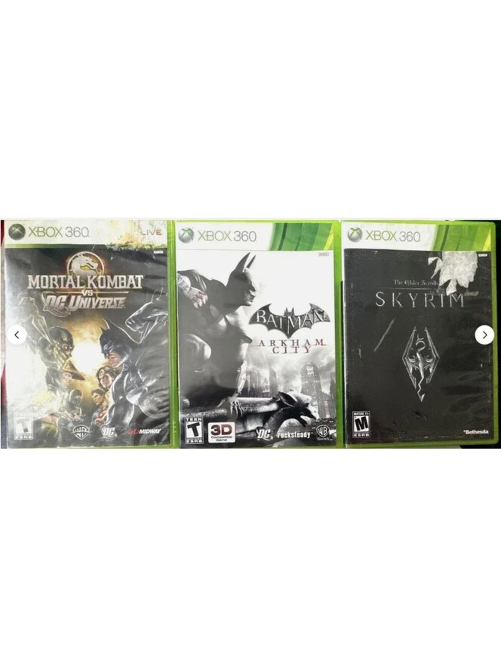 3 Microsoft XBox360 MORTAL COMBAT vs DC UNIVERSE - BATMAN ARKHAM CITY - SKYRIM